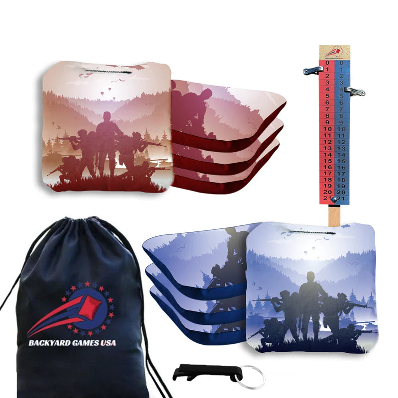 Red Blue Squad Cornhole Bags - Set of 8
