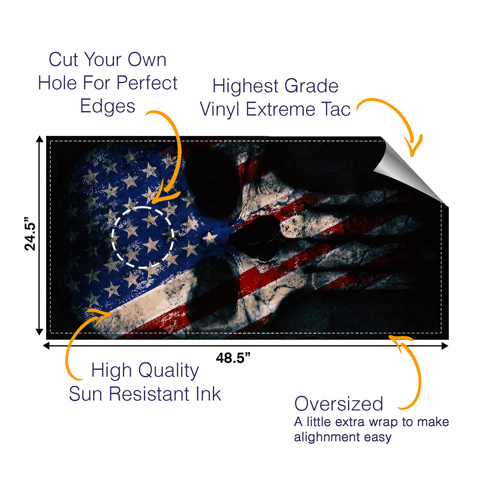 Punisher Red Blue Skull Cornhole Boards Wraps (Set of 2)