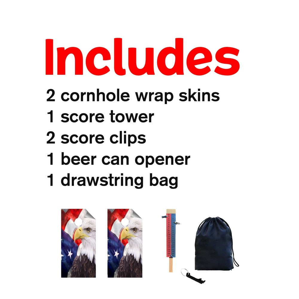 Right Bald Eagle Cornhole Boards Wraps (Set of 2)
