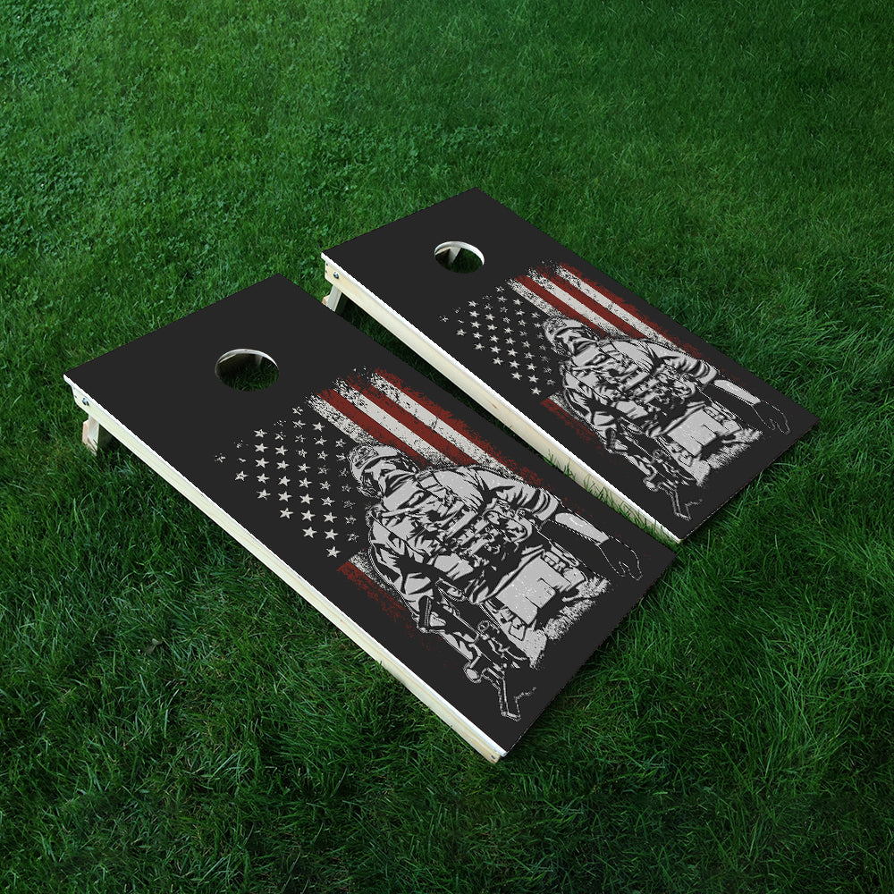Soldier Flag Cornhole Boards Wraps (Set of 2)