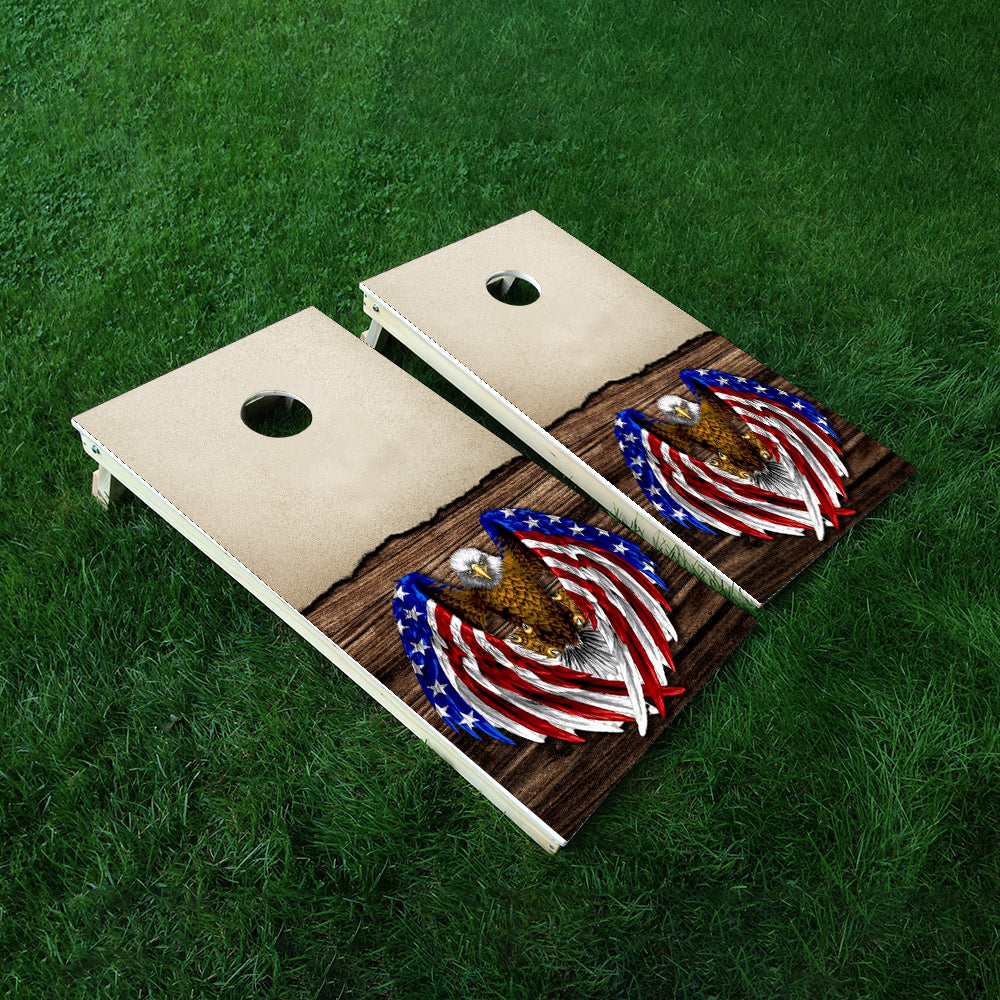 Split Wood American Eagle Cornhole Boards Wraps (Set of 2)