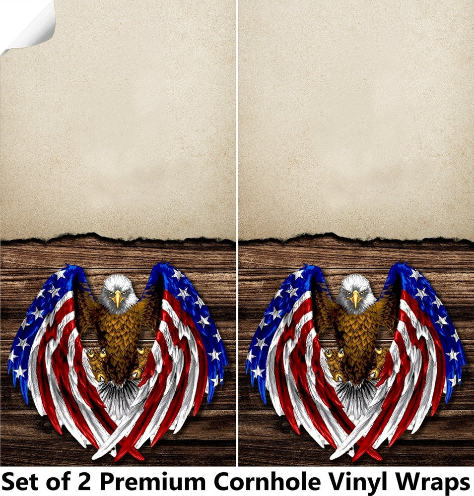 Split Wood American Eagle Cornhole Boards Wraps (Set of 2)