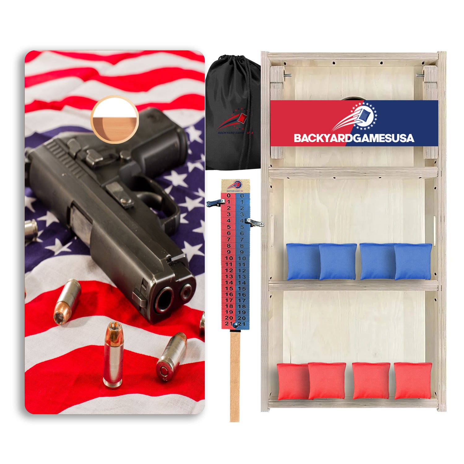 Gun Flag with Bullets Professional Cornhole Boards