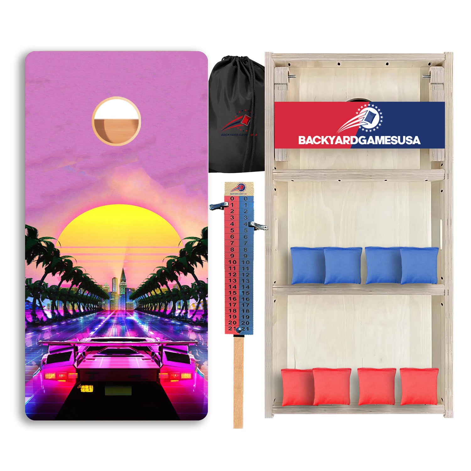 Purple Sports Car Professional Cornhole Boards