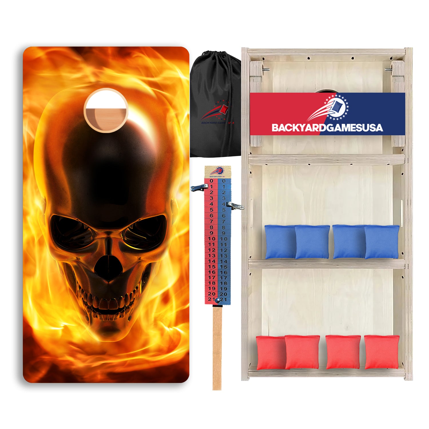 Alien Flame Skull Professional Cornhole Boards