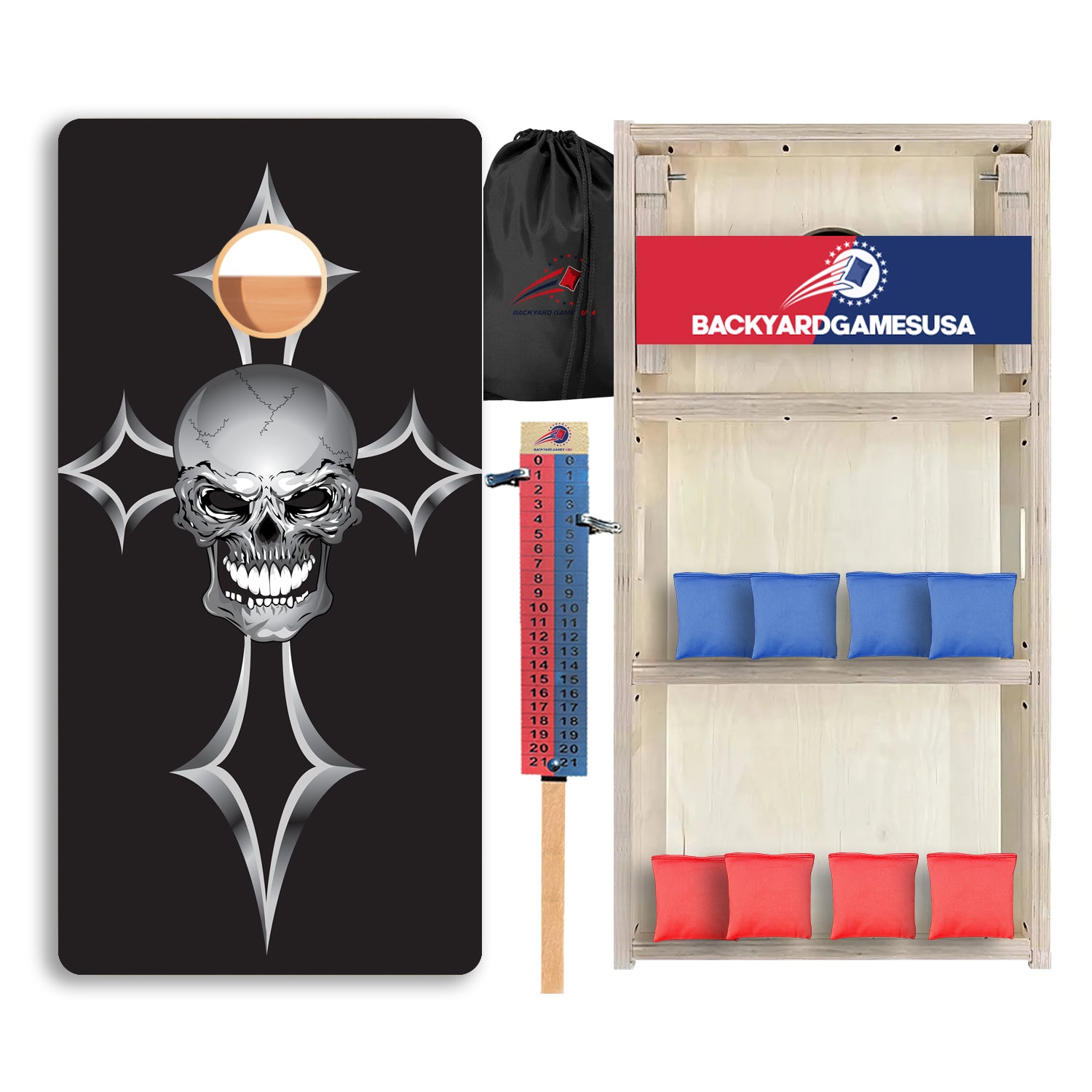 Black Cross Skull Professional Cornhole Boards