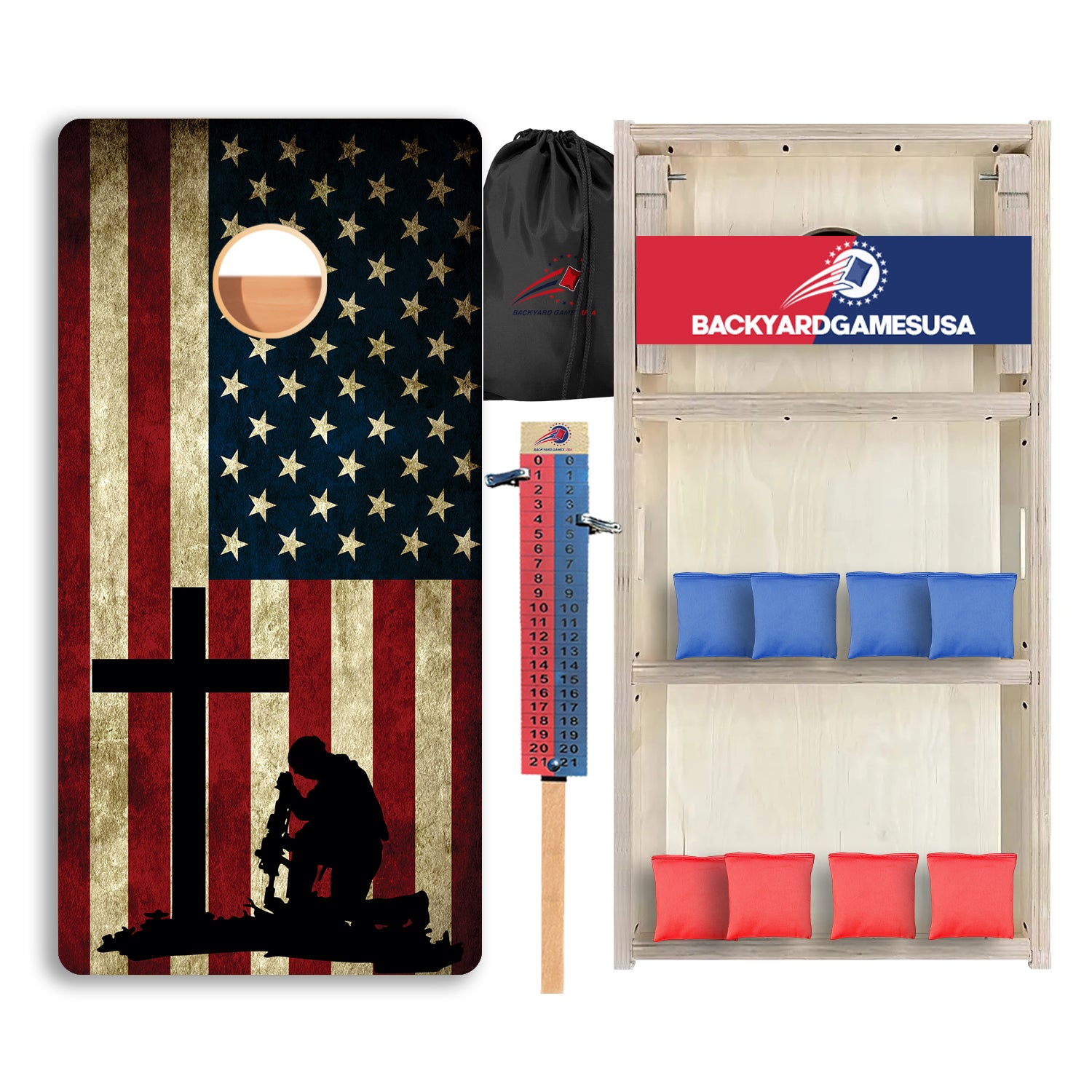 Soldier Cross Flag Professional Cornhole Boards