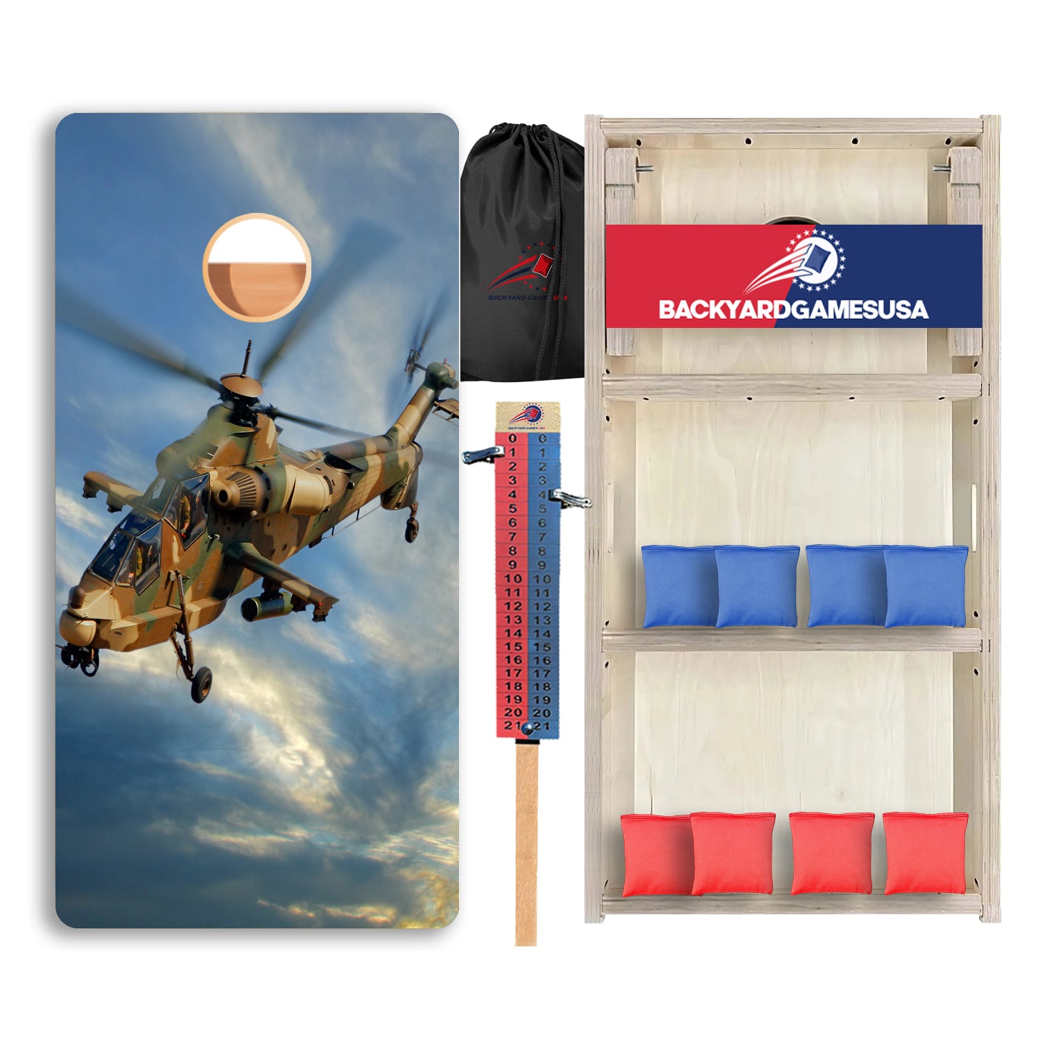 Camo Helicopter Professional Cornhole Boards