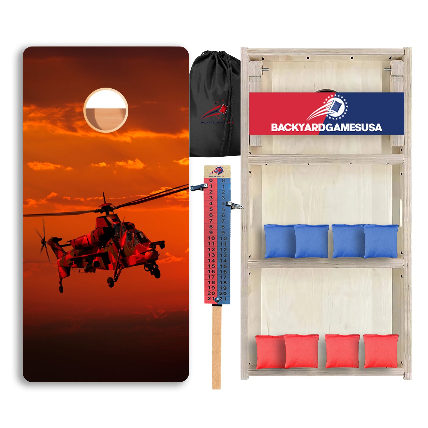 Camo Helicopter Professional Cornhole Boards