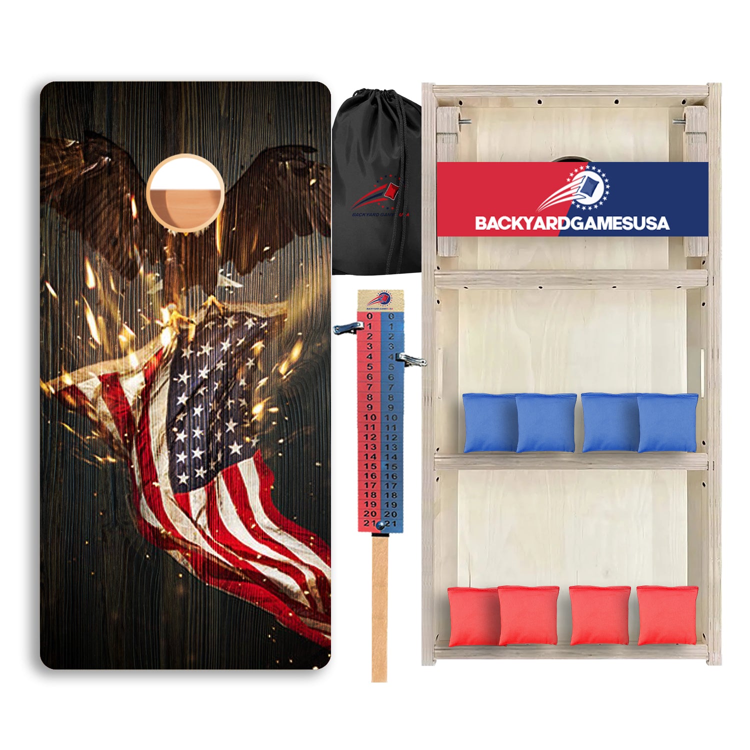 Eagle Holding Flag Professional Cornhole Boards