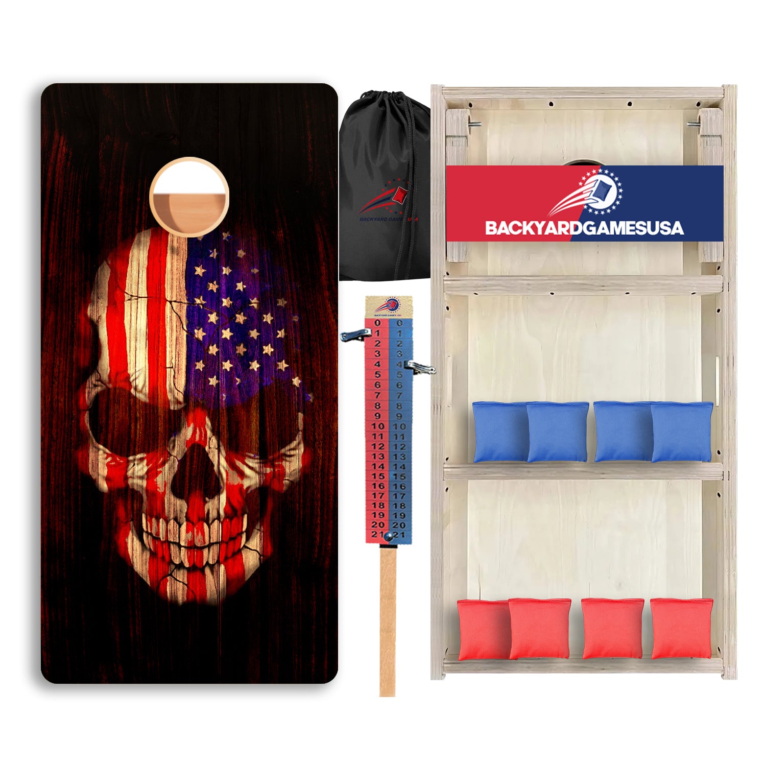 Wood American Skull Professional Cornhole Boards