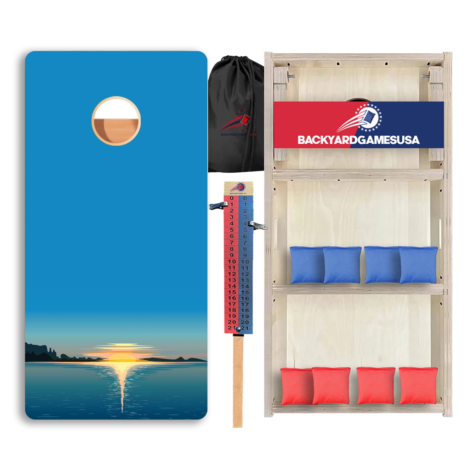 Blue Yellow Sun Professional Cornhole Boards