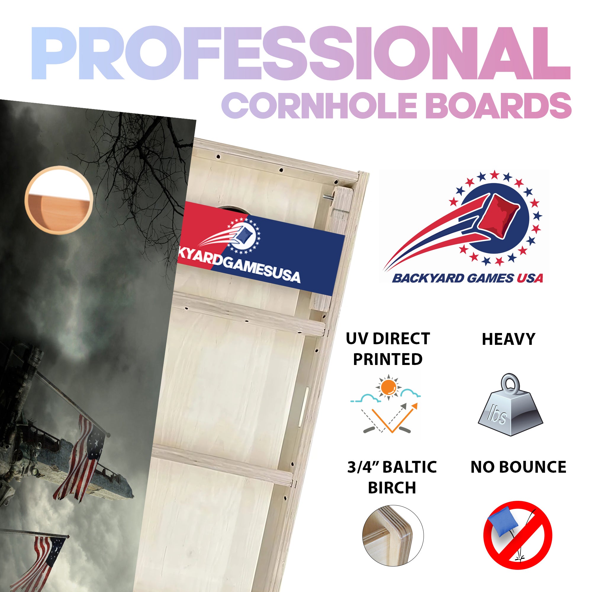 Rock Structure Flag Professional Cornhole Boards