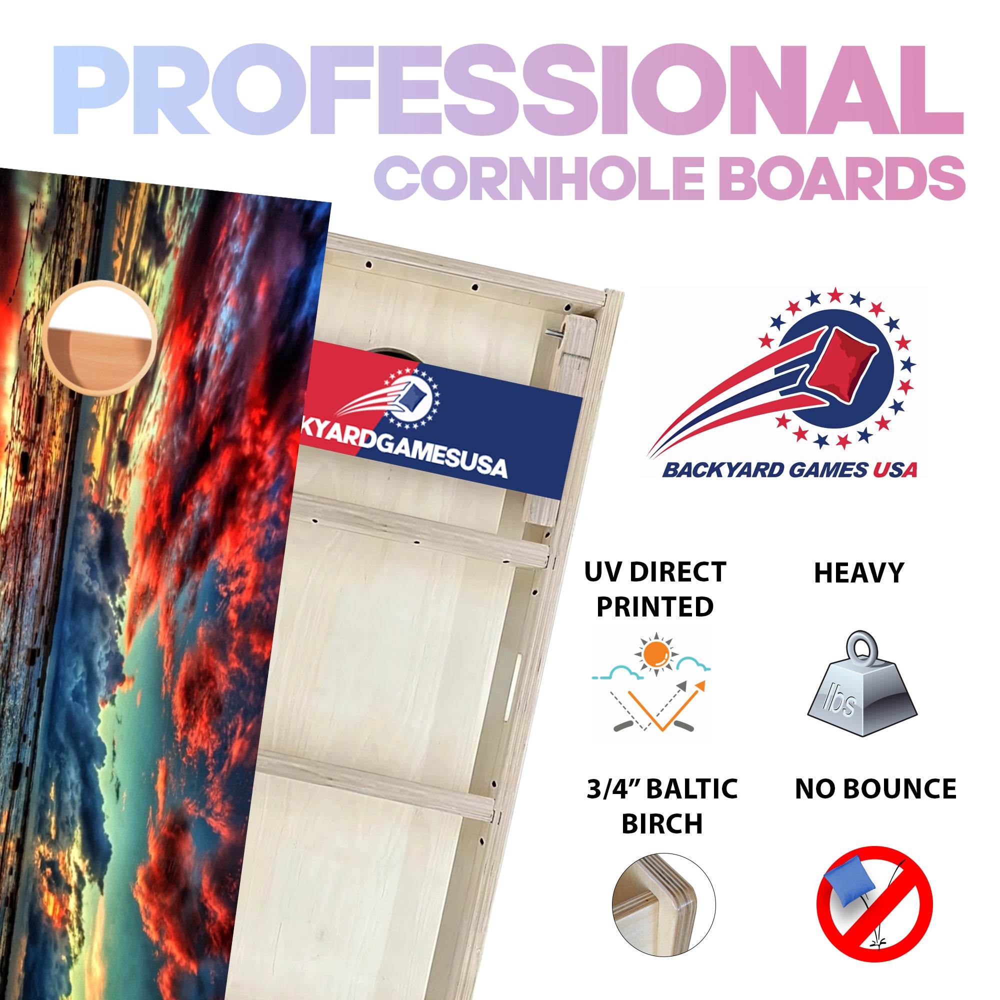 Colored Clouds Professional Cornhole Boards