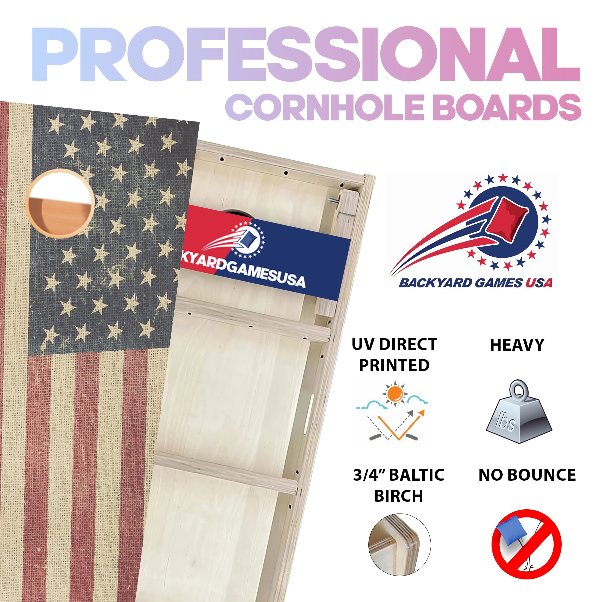 USA Flag Professional Cornhole Boards
