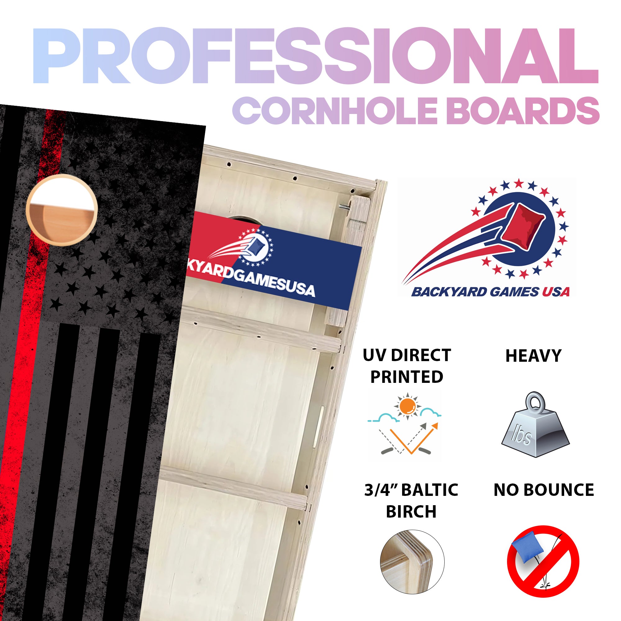 Rustic Red Line Professional Cornhole Boards