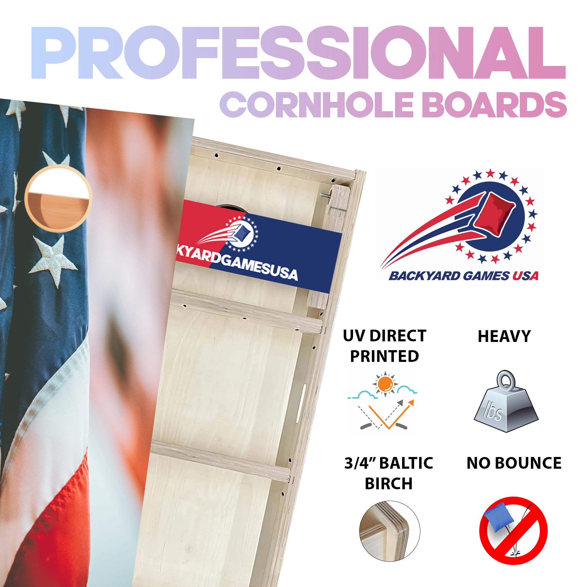 US Flag Professional Cornhole Boards