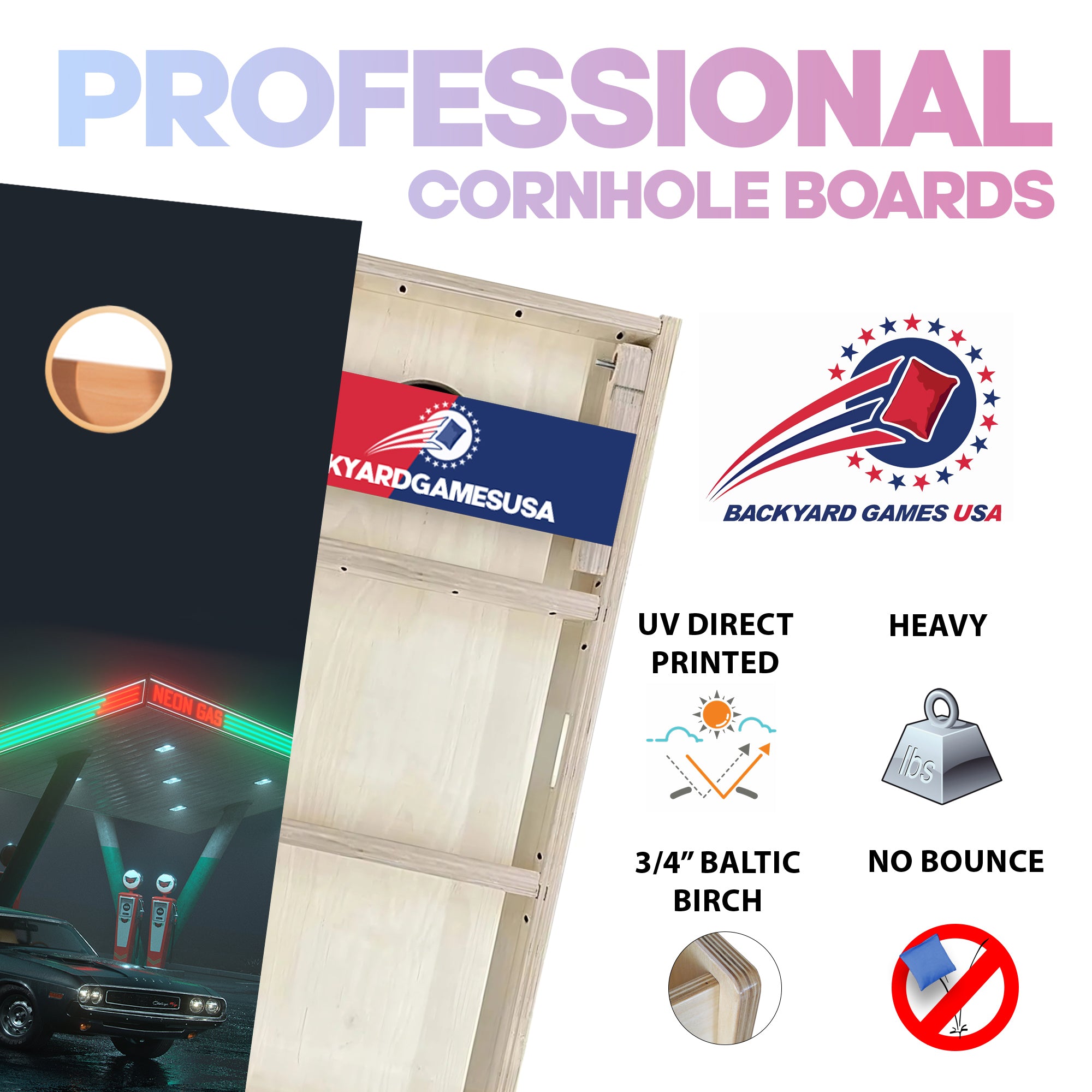 Neon Gas Professional Cornhole Boards