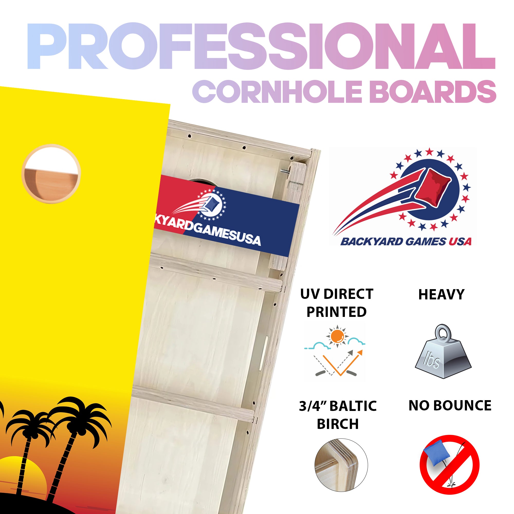 Sunset Palms Professional Cornhole Boards