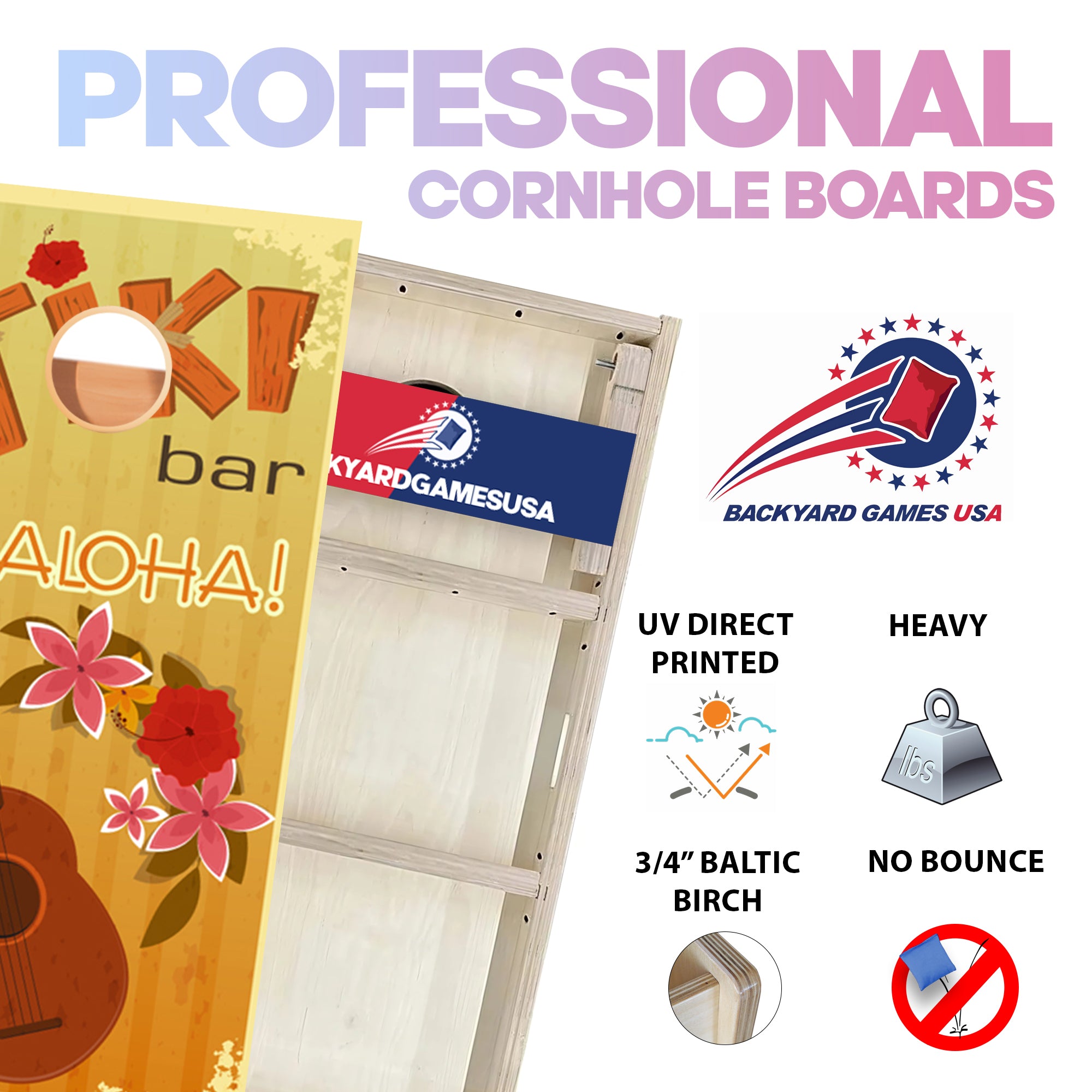 Orange Tiki Professional Cornhole Boards