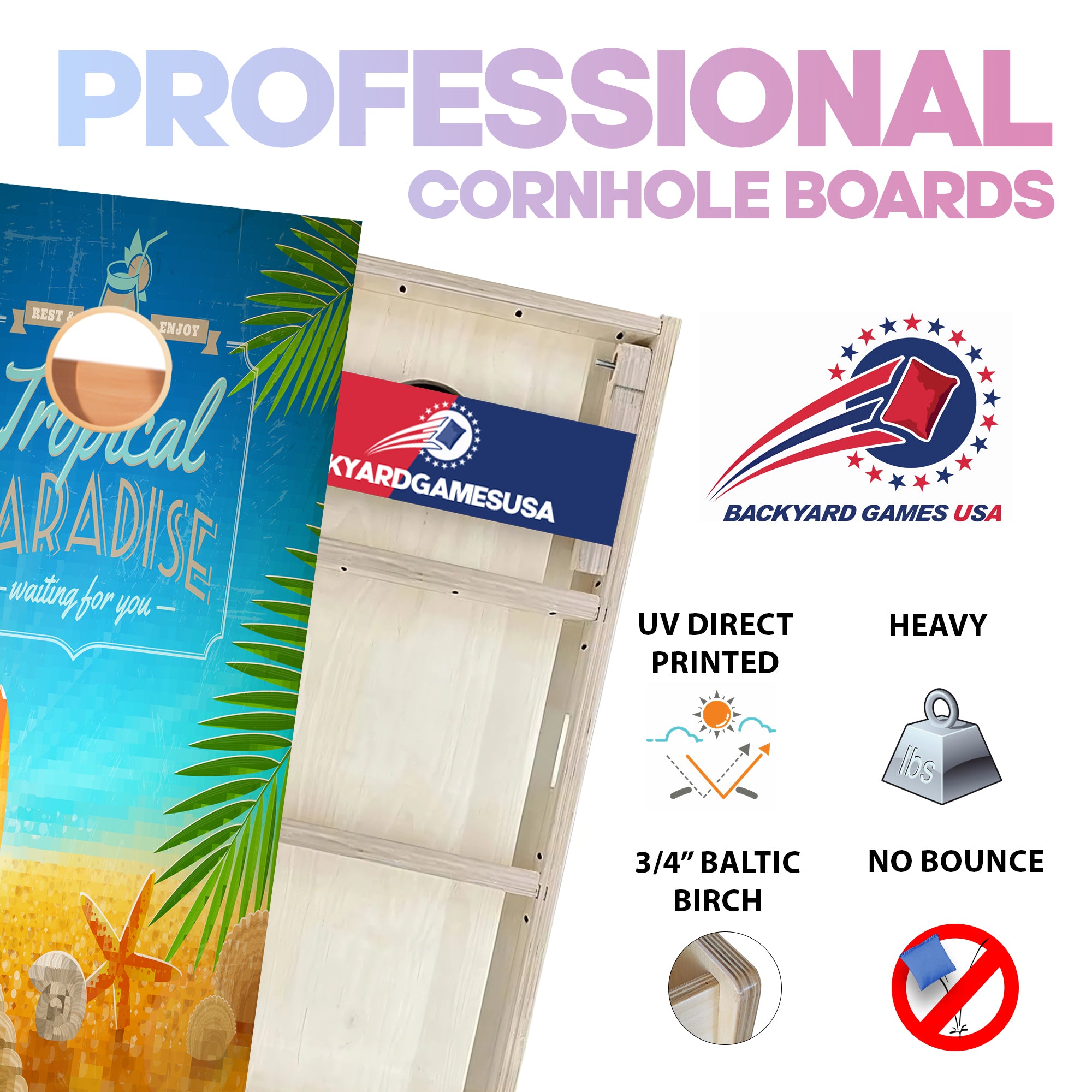 Tropical Cartoon Professional Cornhole Boards
