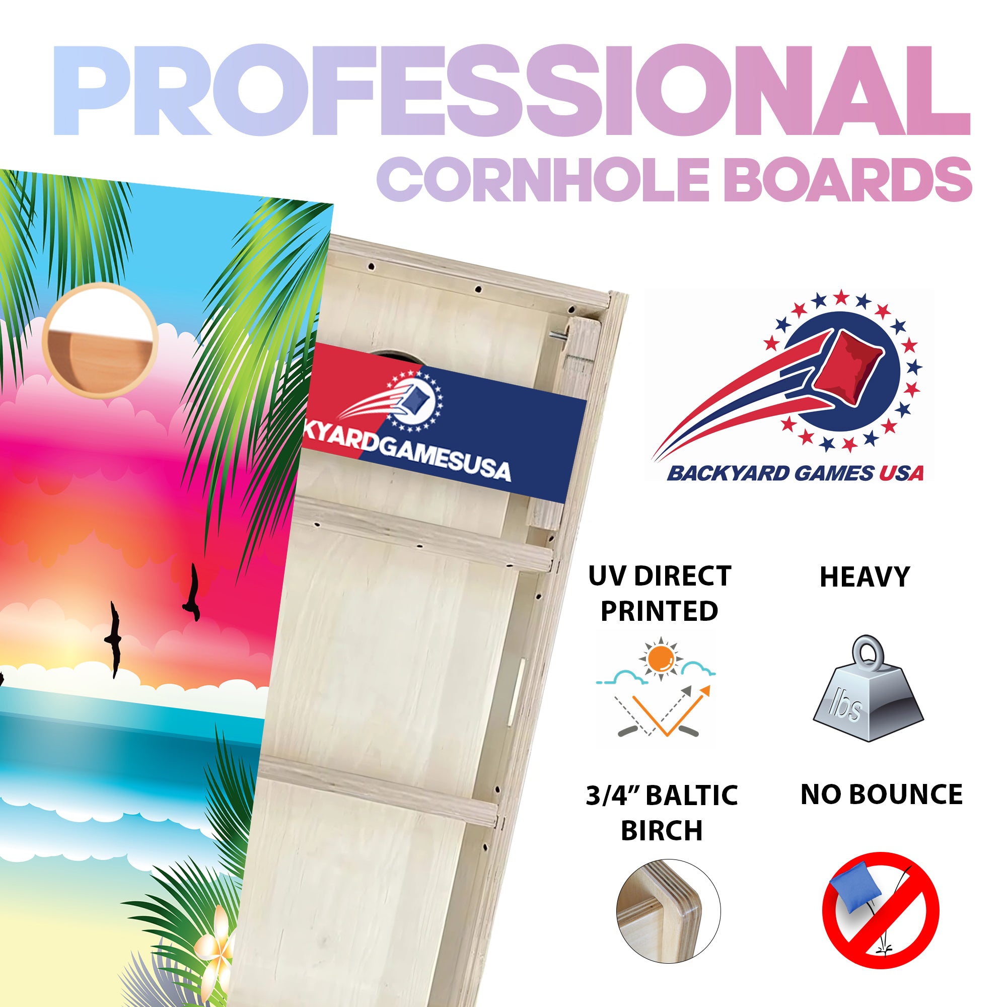 Colorful Tropical Professional Cornhole Boards