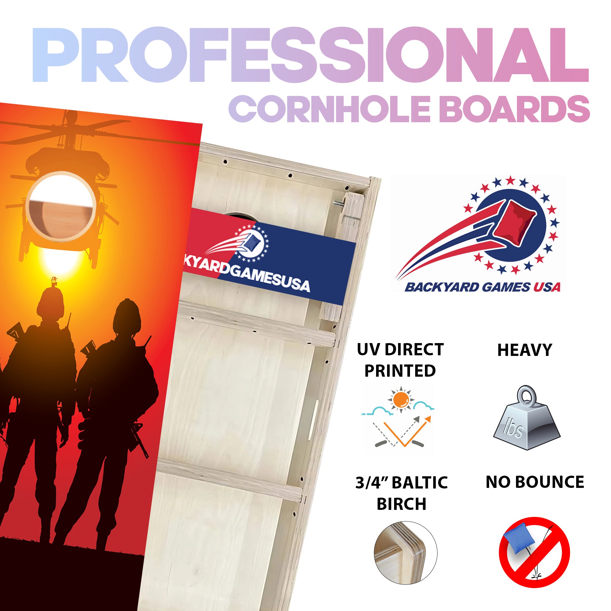 Soldiers Sunset Professional Cornhole Boards
