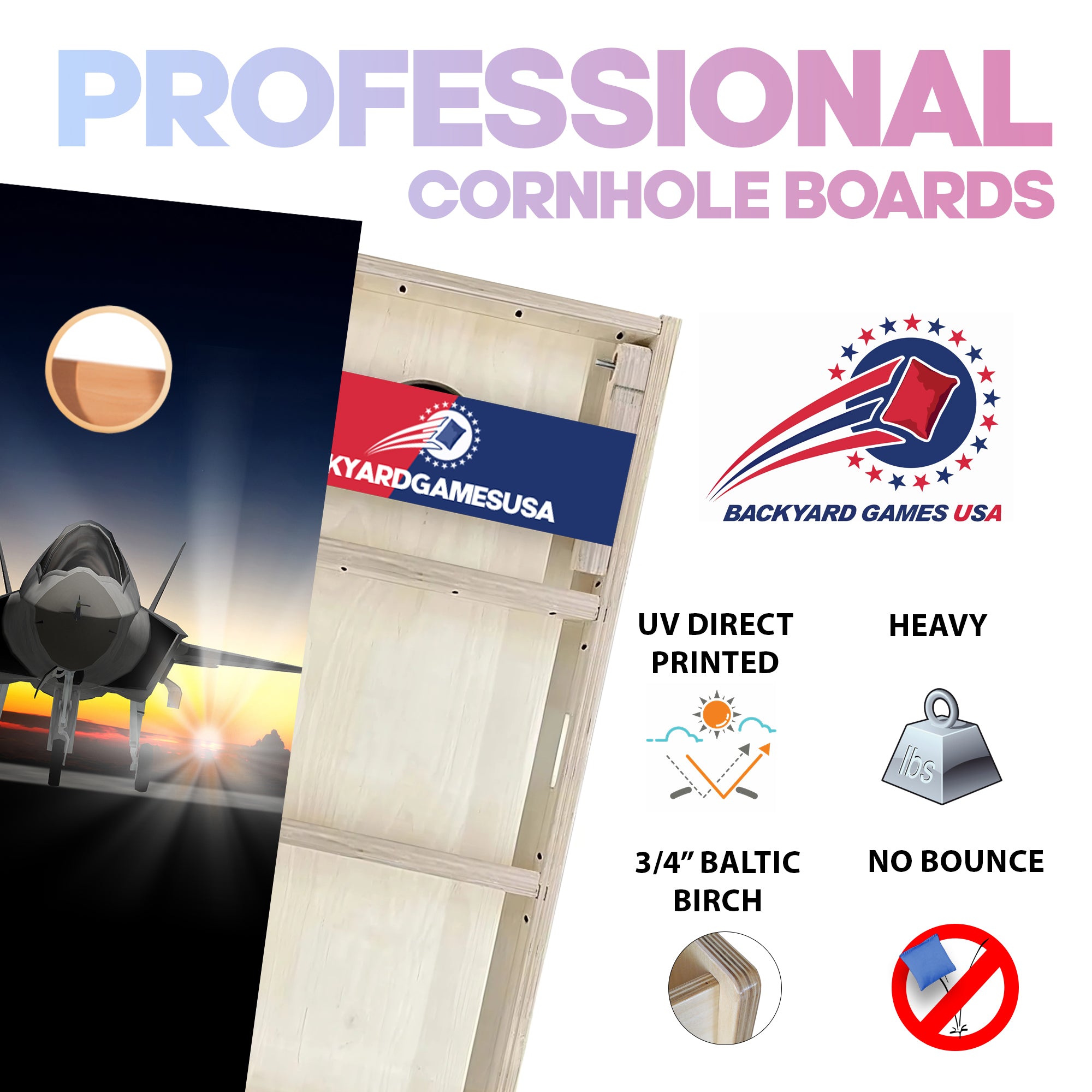 Cartoon Jet Professional Cornhole Boards