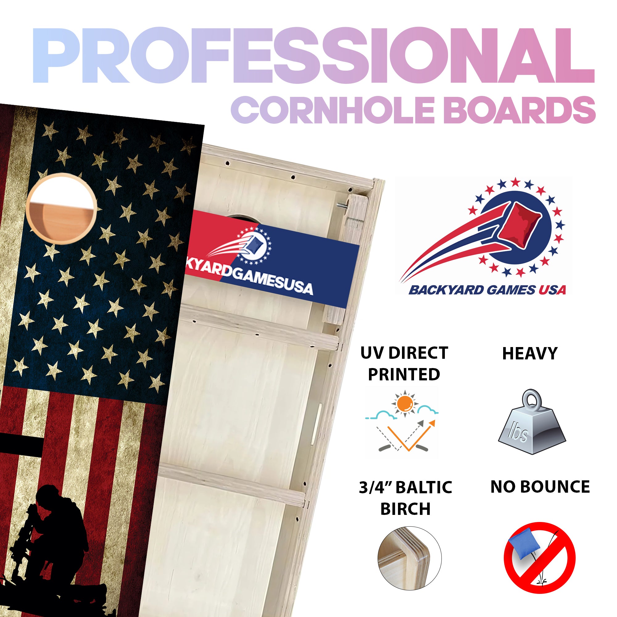 Soldier Cross Flag Professional Cornhole Boards