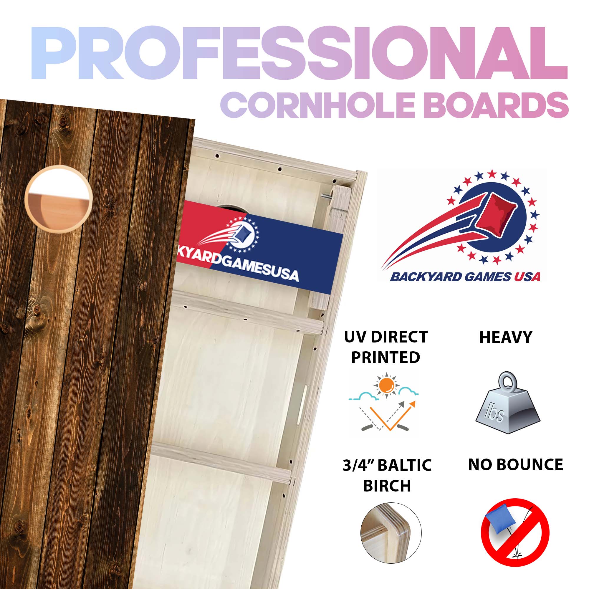 Dark Stain Professional Cornhole Boards