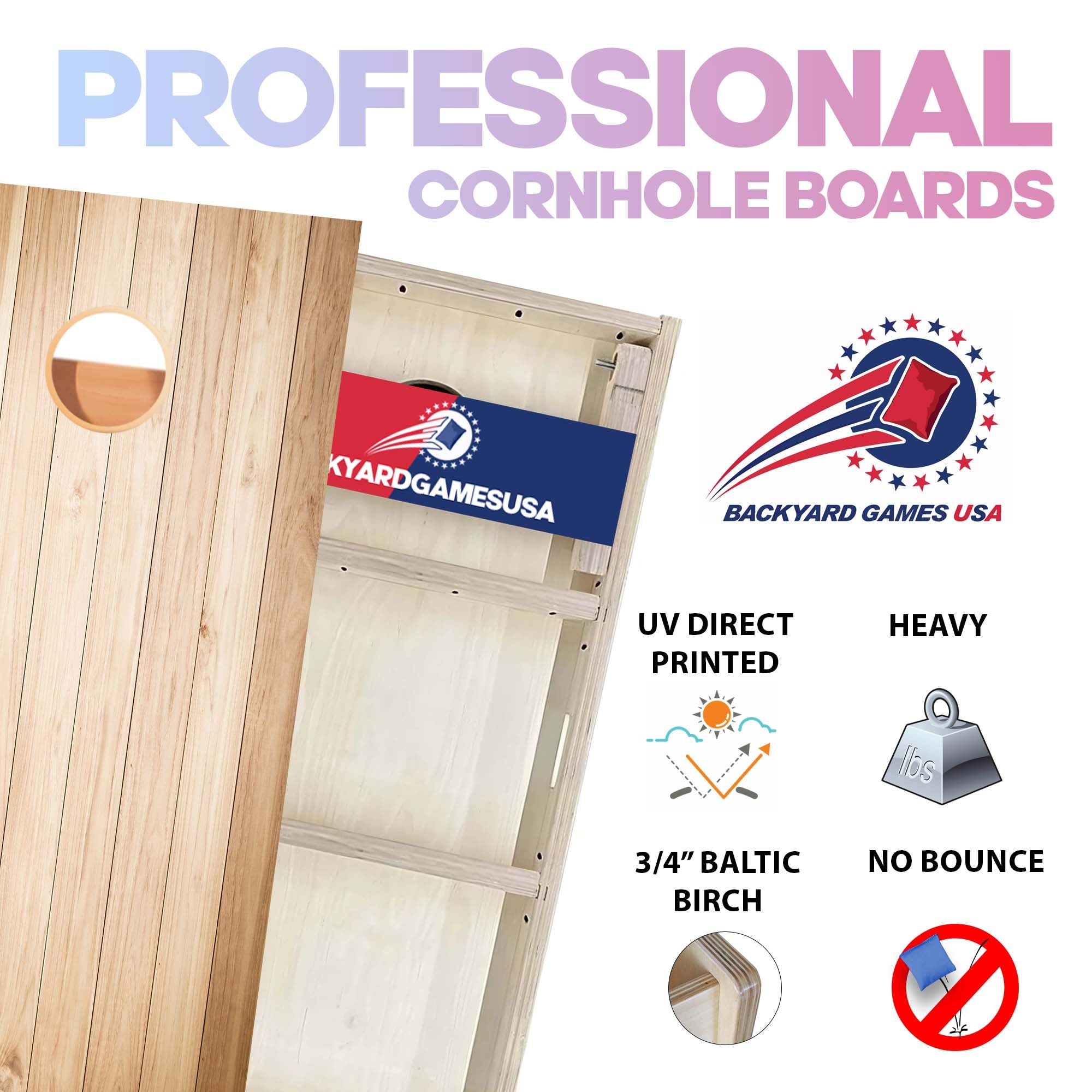 Light Grain Professional Cornhole Boards