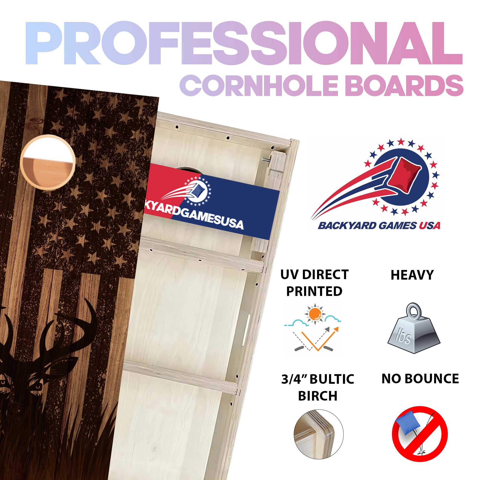 Deer in Field Professional Cornhole Boards