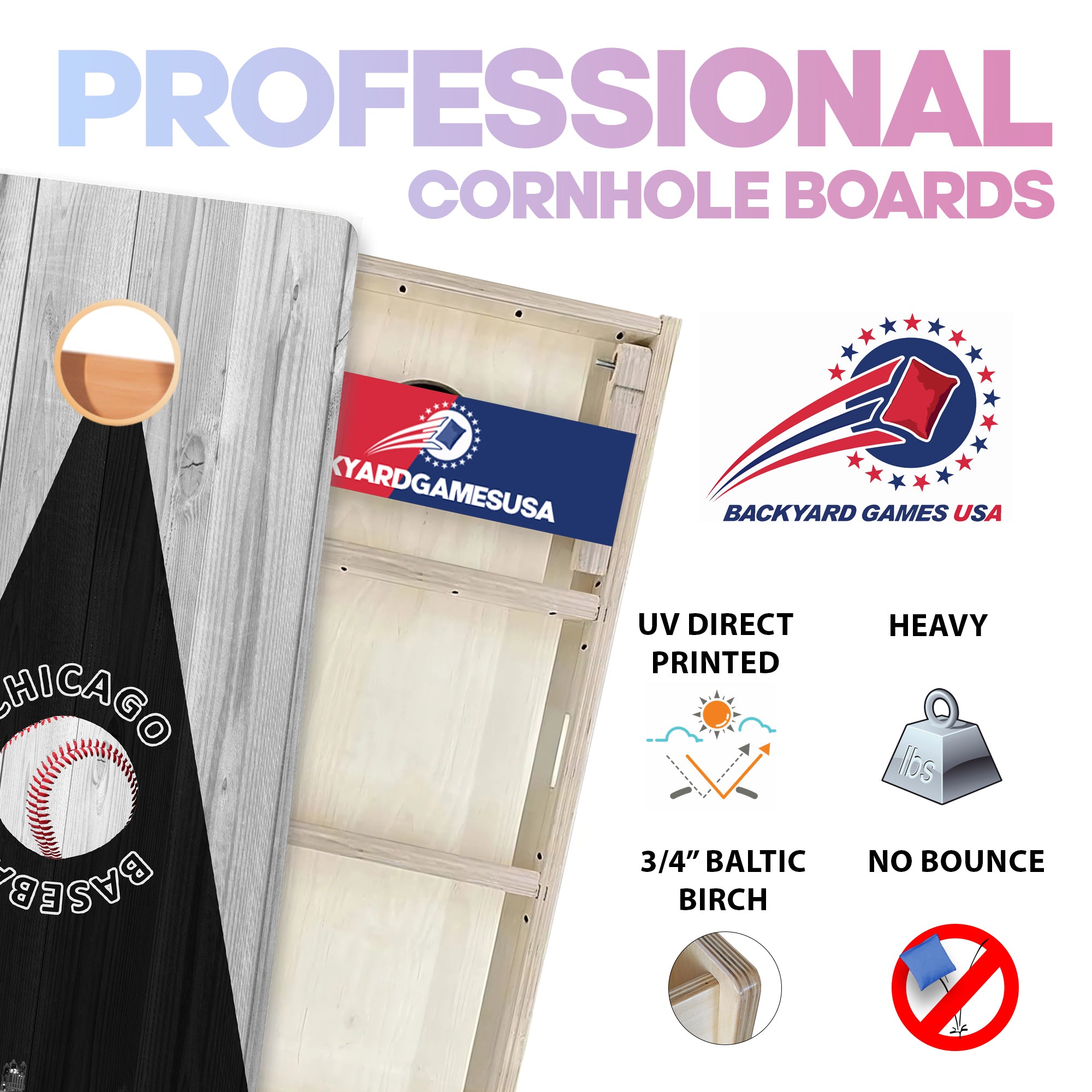 Chicago Baseball Professional Cornhole Boards