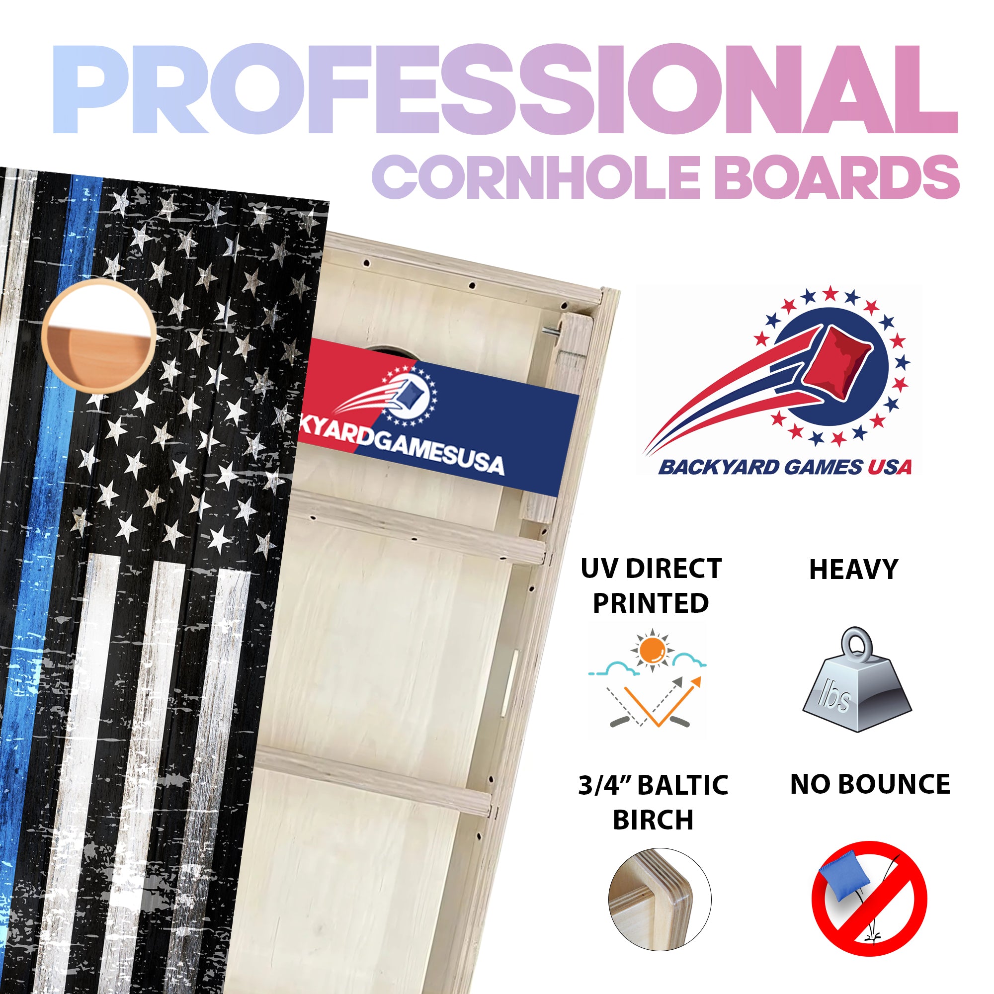 Blue Line Rustic Professional Cornhole Boards