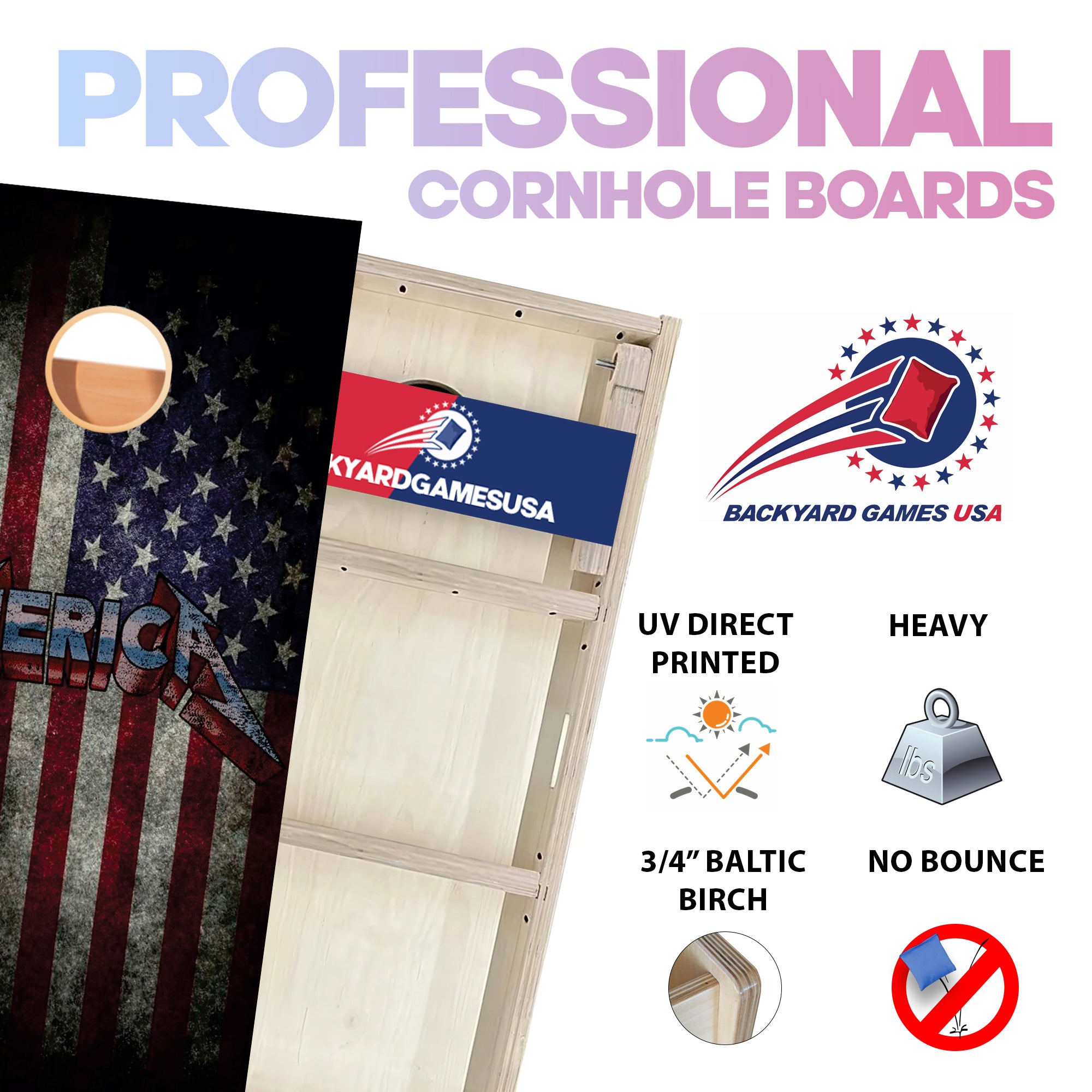 America Flag Professional Cornhole Boards