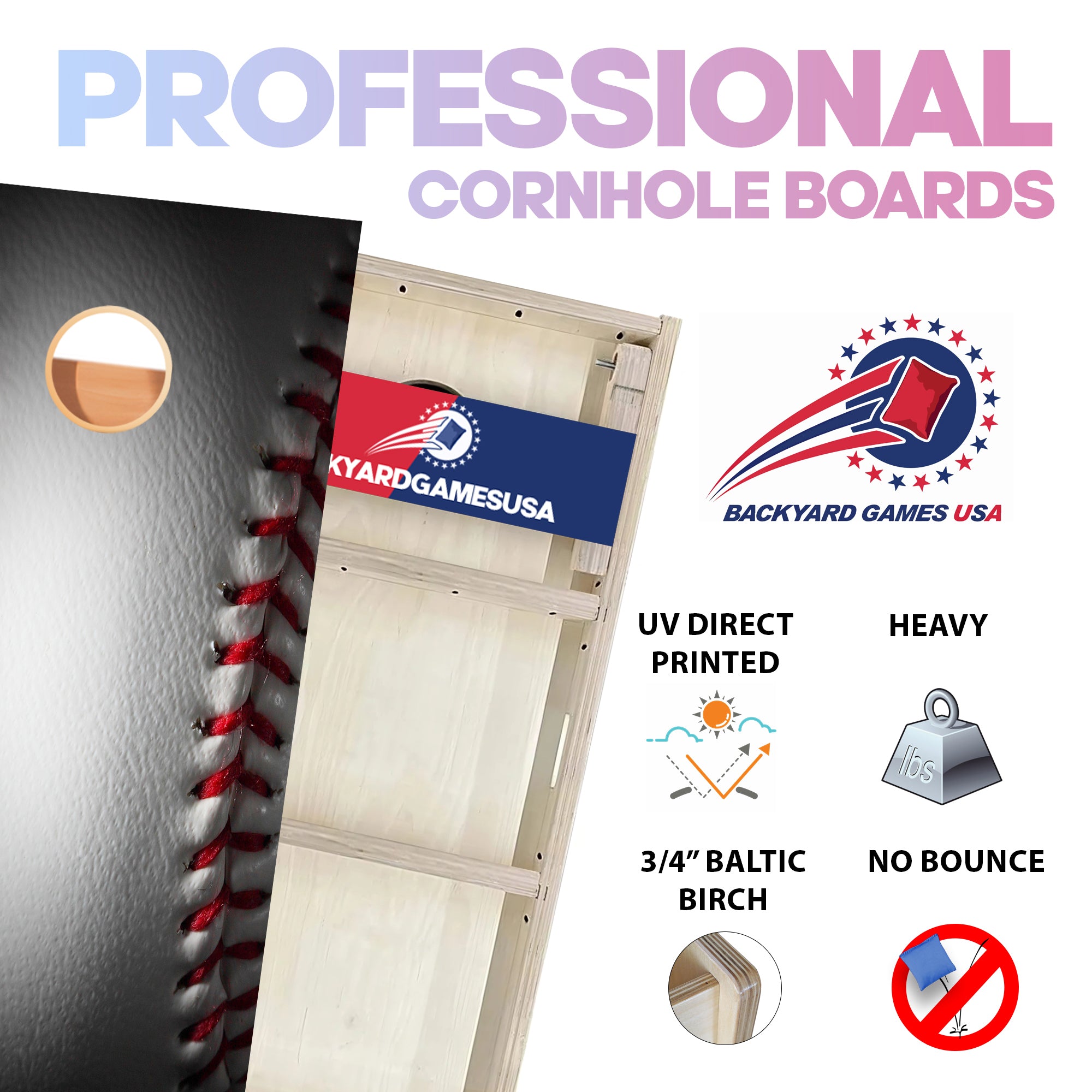 Baseball Professional Cornhole Boards