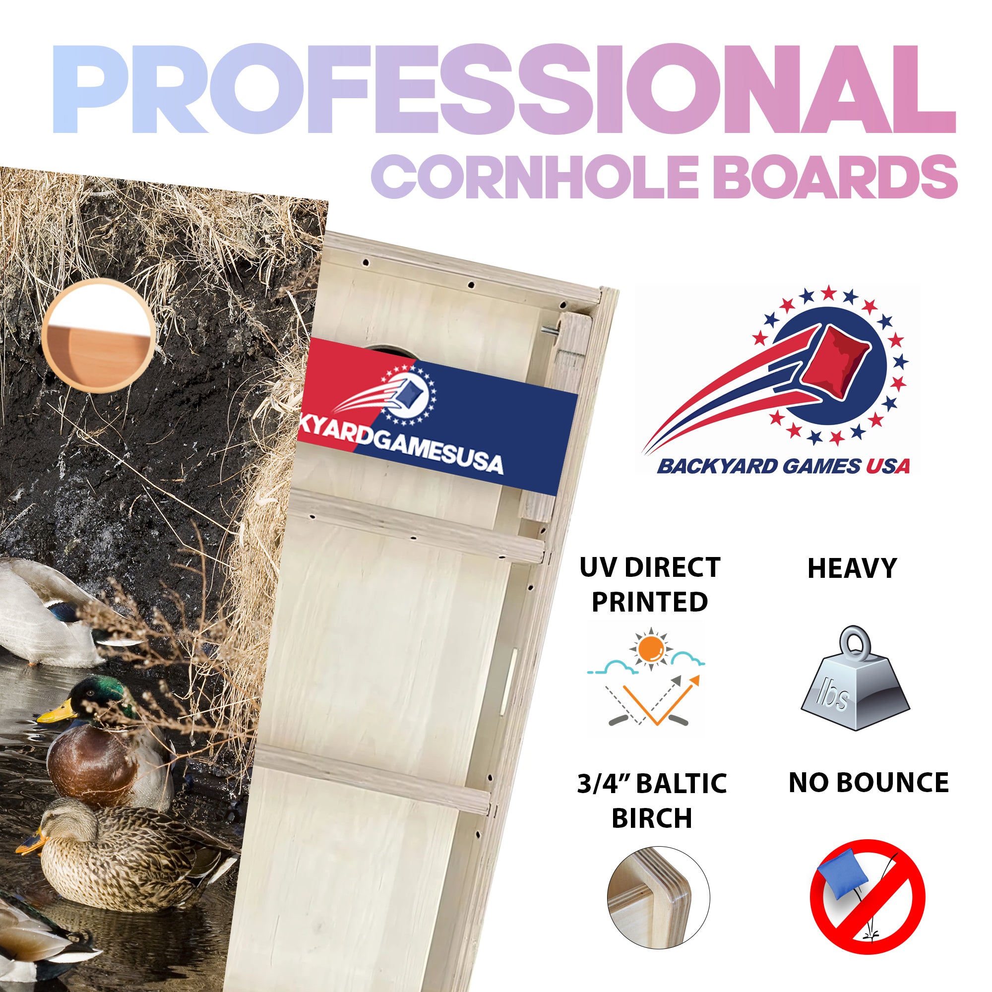 Ducks in Water Professional Cornhole Boards