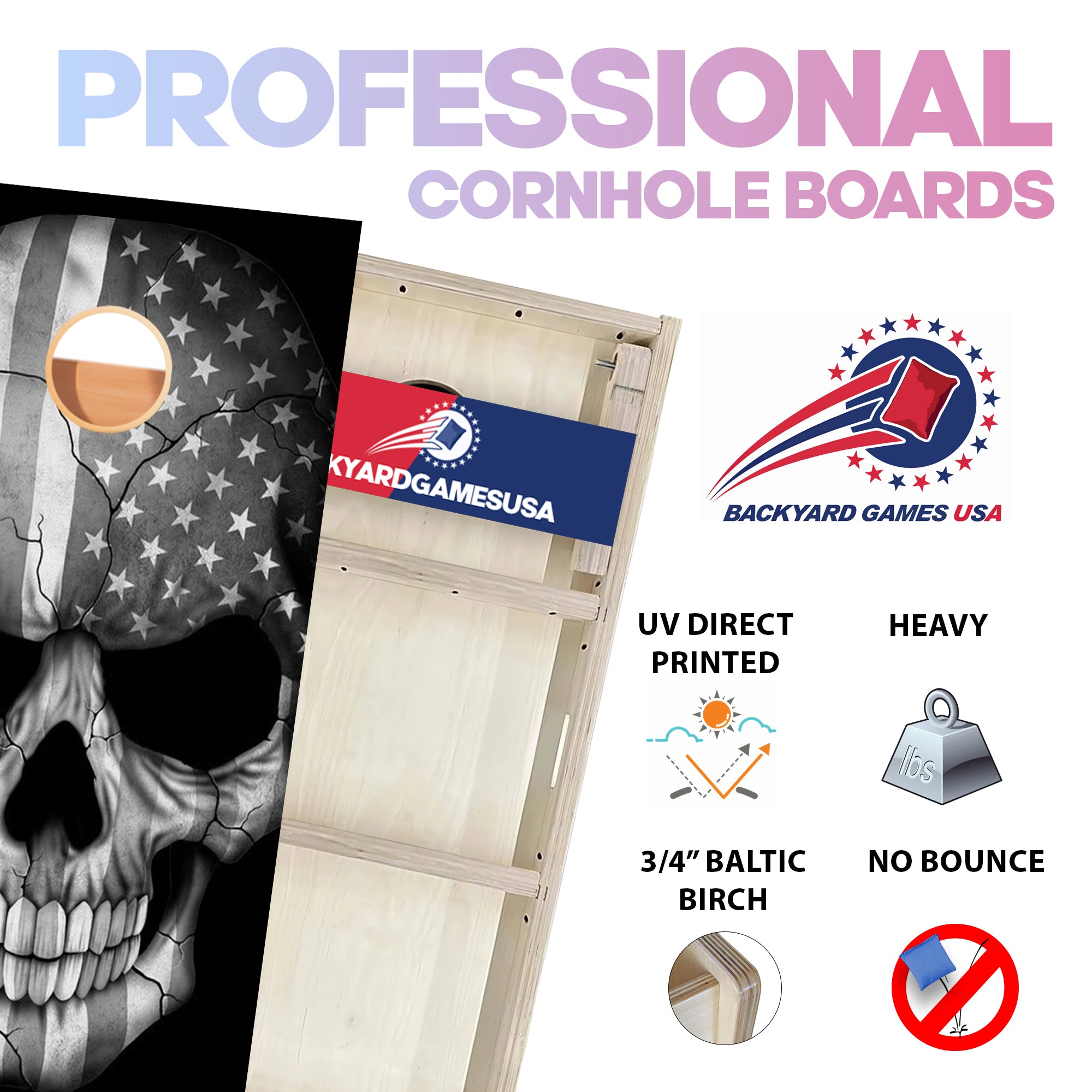 Grey Skull Professional Cornhole Boards