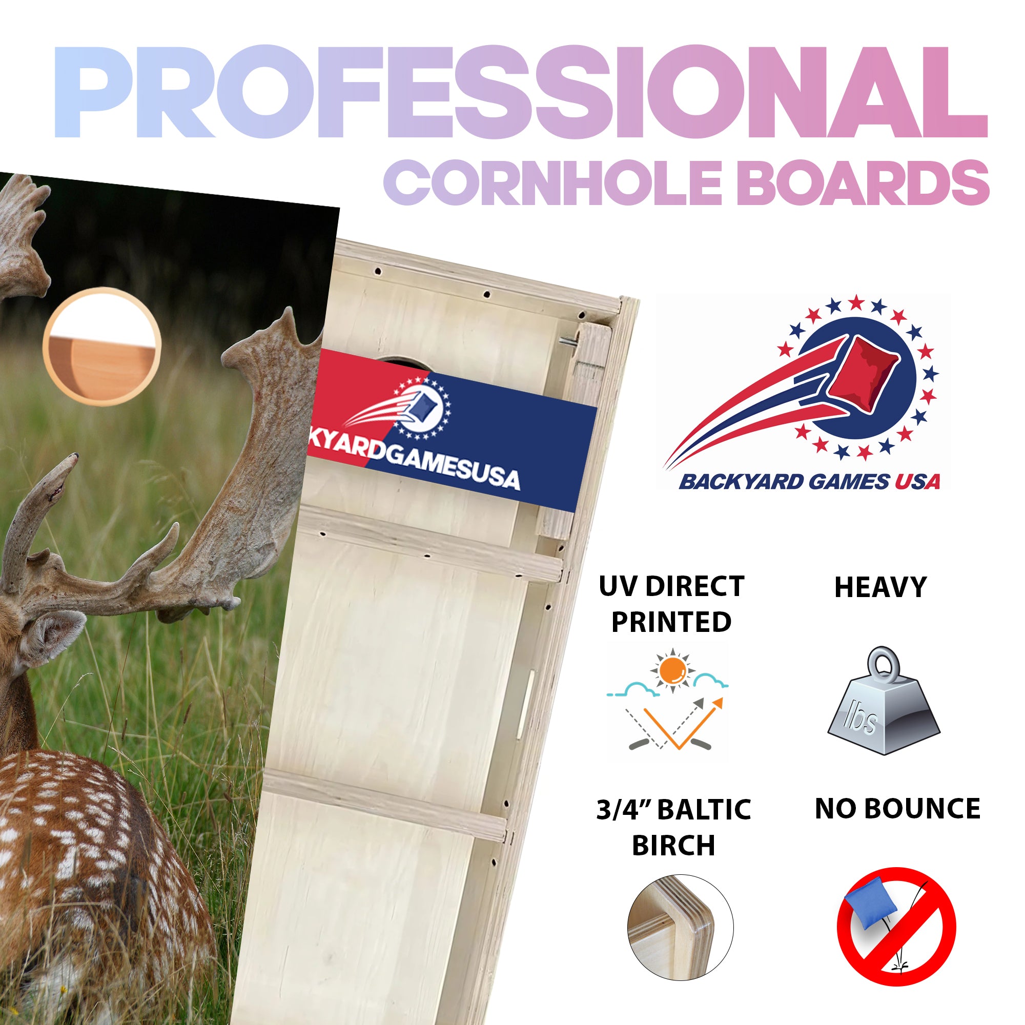White Spot Deer Professional Cornhole Boards