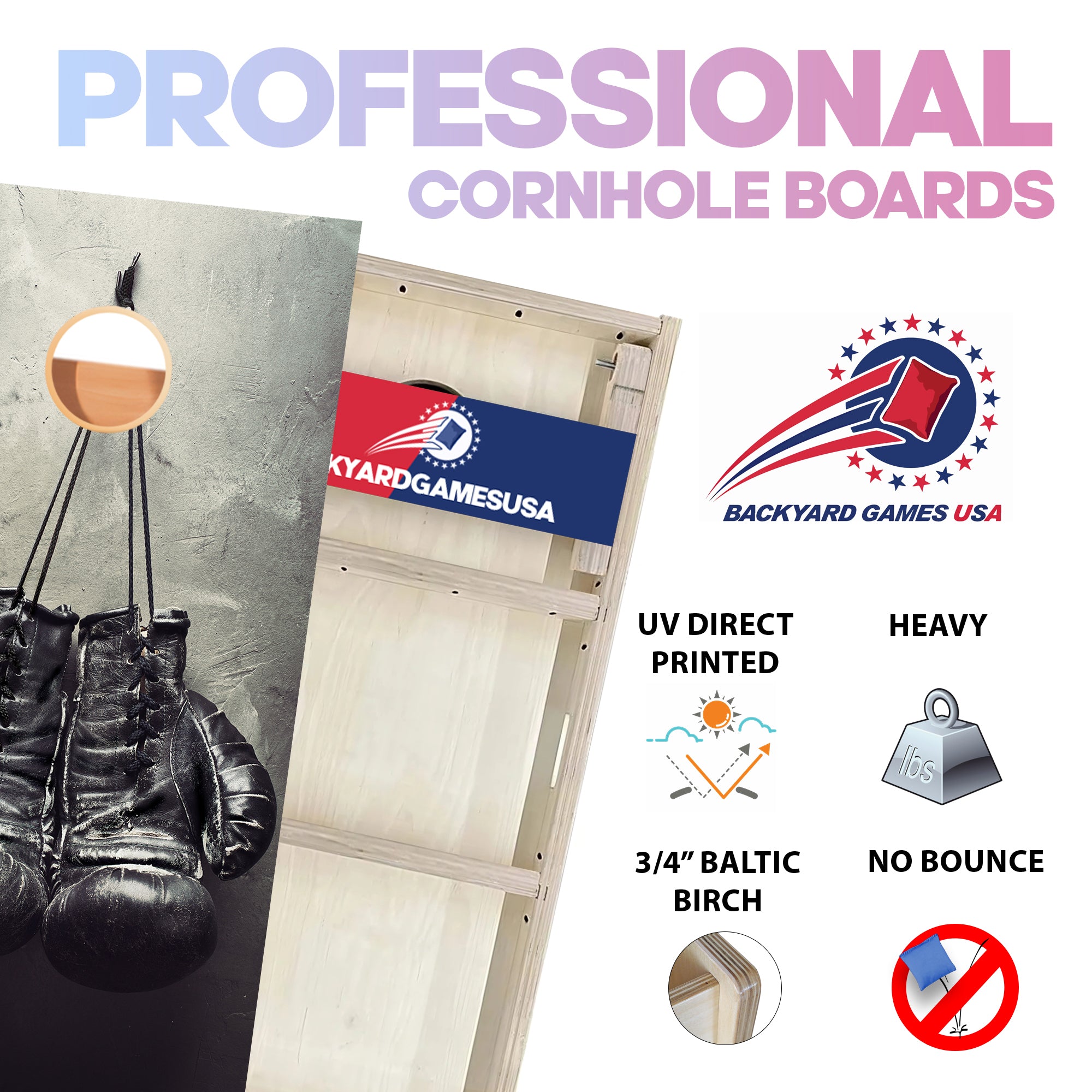 Boxing Gloves Professional Cornhole Boards