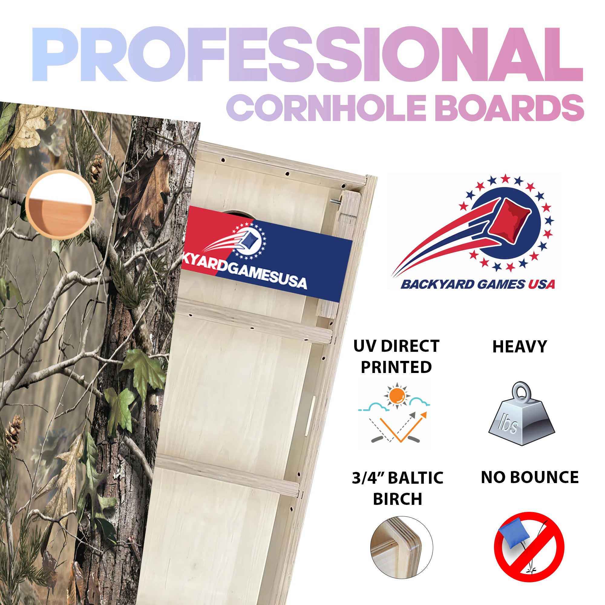 Hunting Camo Professional Cornhole Boards