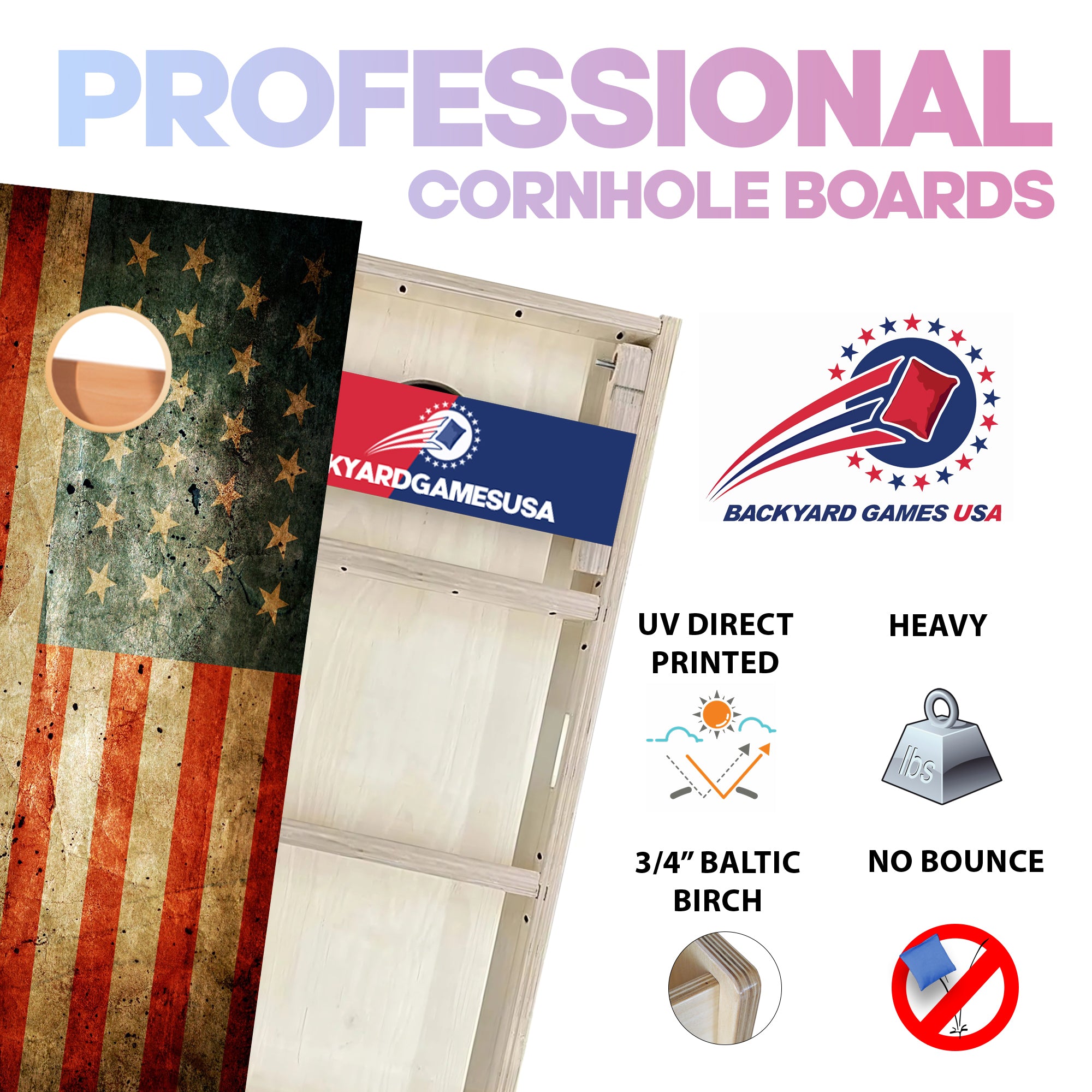 US Flag Professional Cornhole Boards