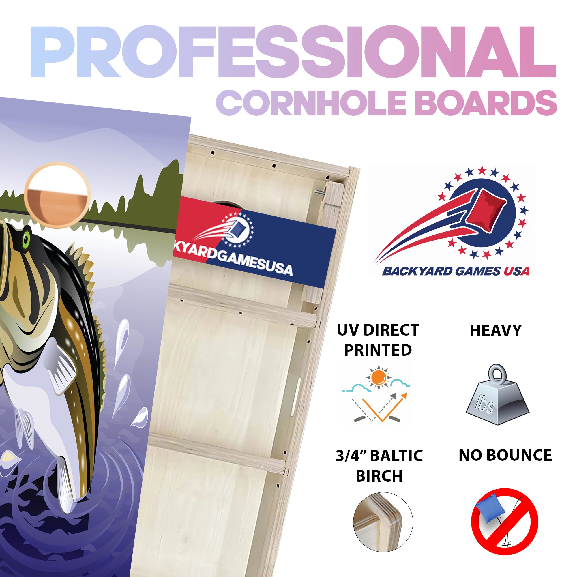 Fishing Professional Cornhole Boards