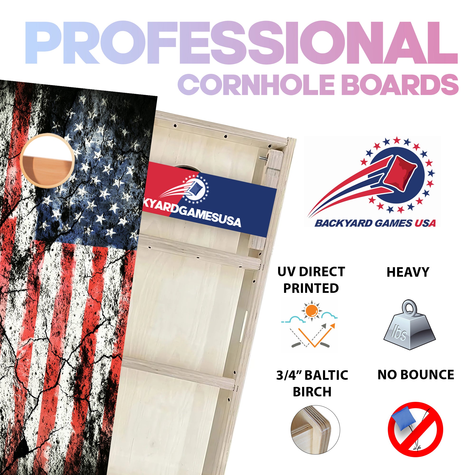 Cracked Flag Professional Cornhole Boards