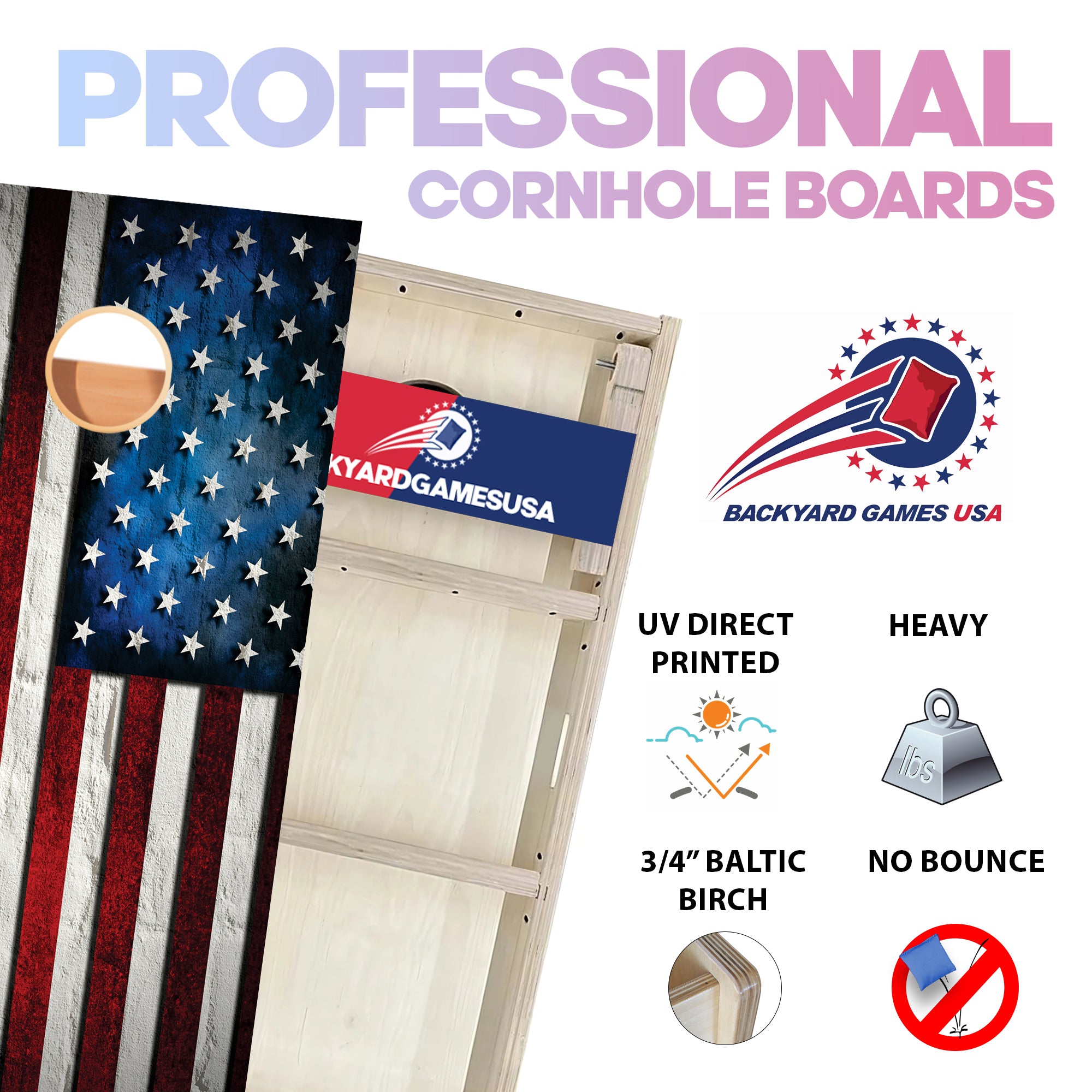 American Flag Professional Cornhole Boards