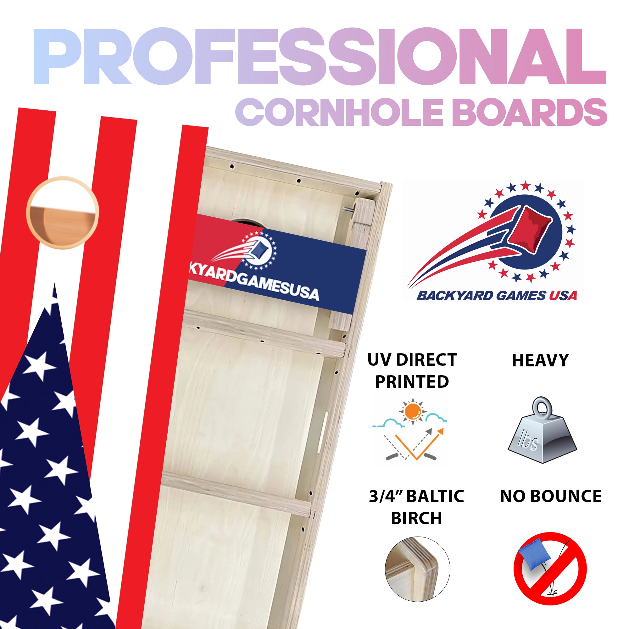 Stars Stripes Professional Cornhole Boards