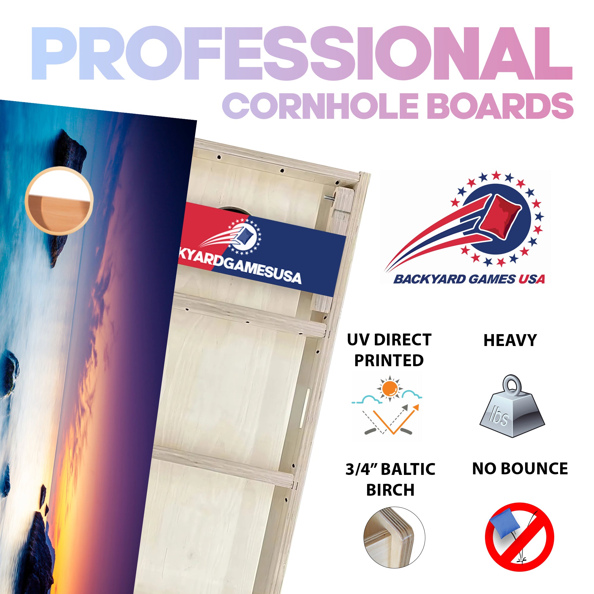 Blue Yellow Ocean Professional Cornhole Boards