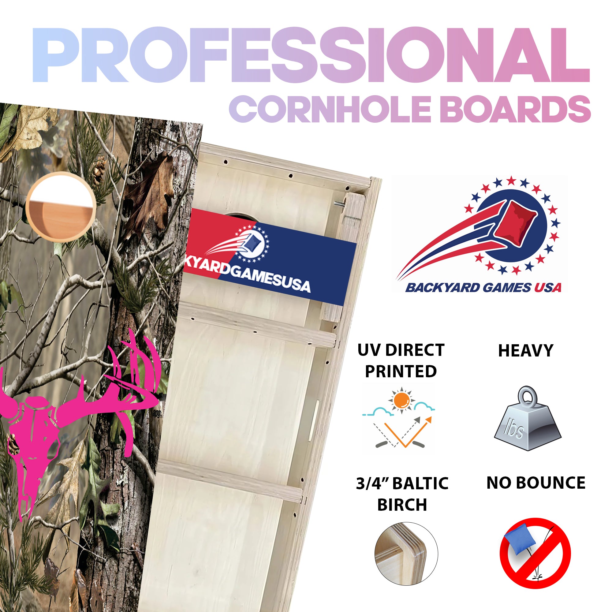 Pink Deer Camo Professional Cornhole Boards