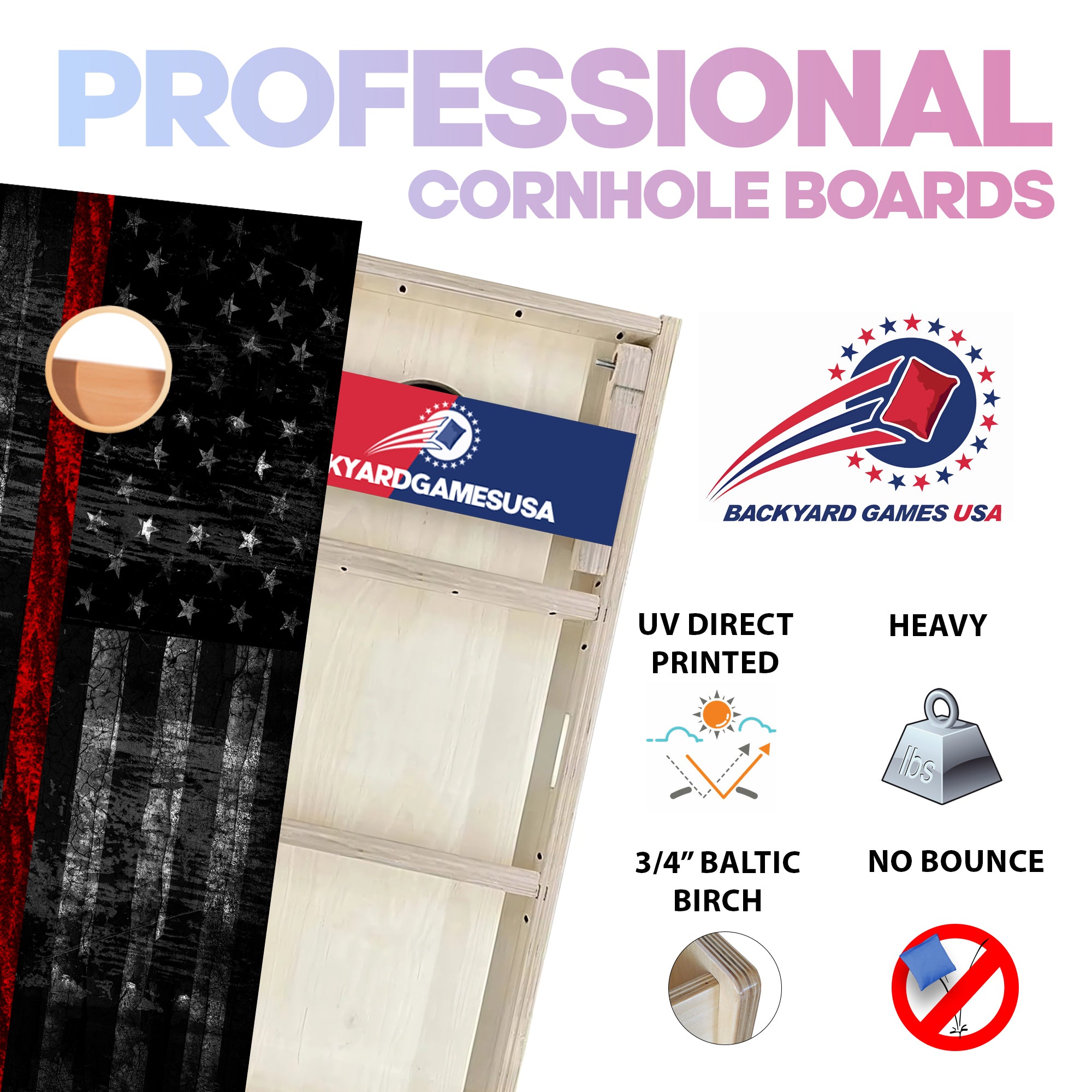 Dark Red Line Professional Cornhole Boards