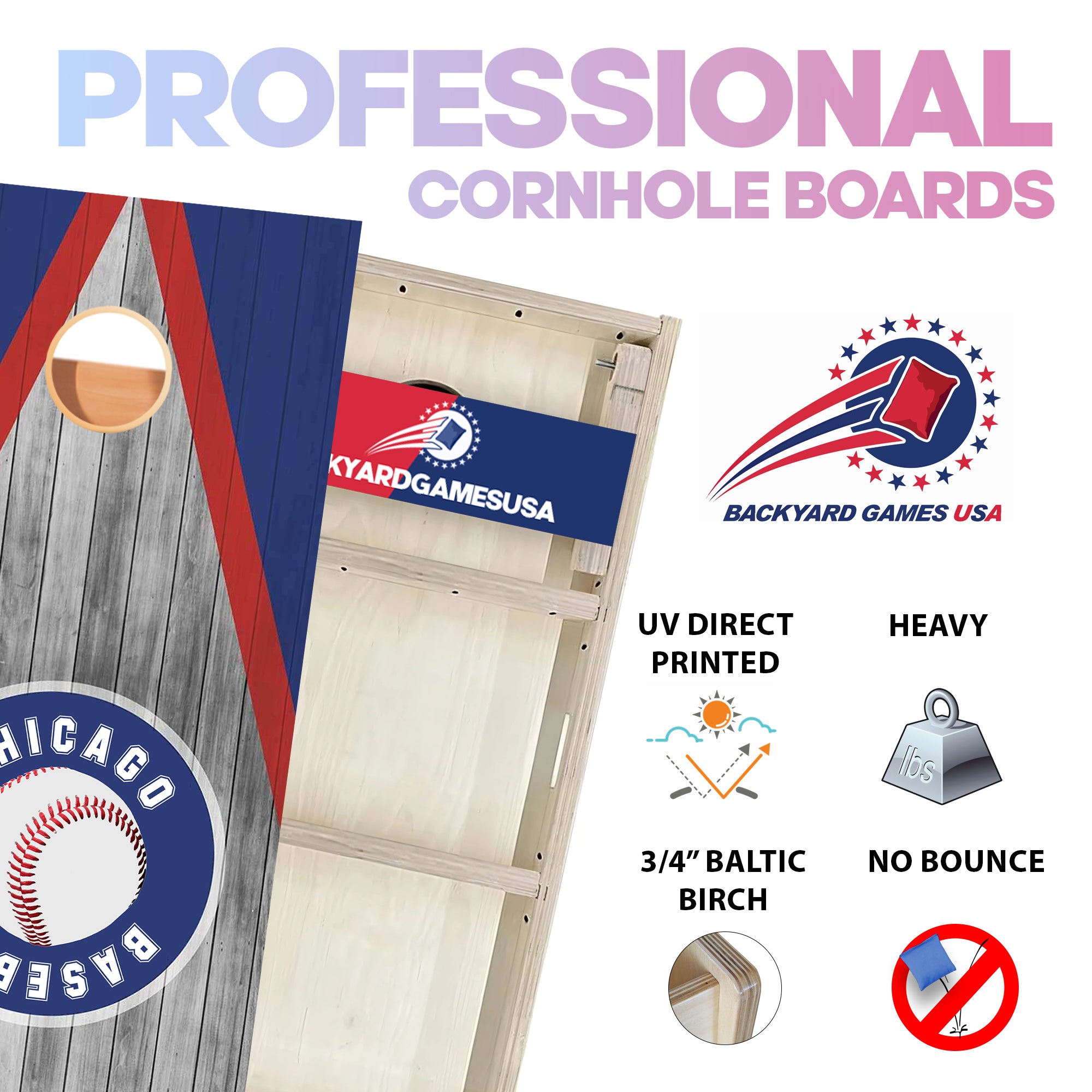 Chicago Baseball Professional Cornhole Boards